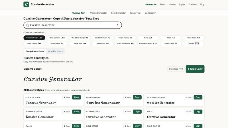 cursive-text-generator.net screenshot