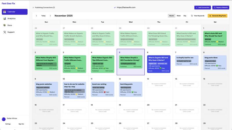 Fast SEO Fix application interface and features