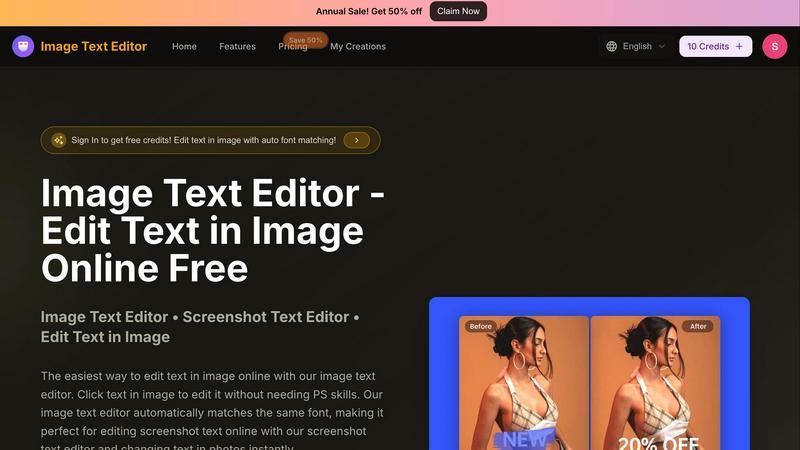 Image Text Editor  application interface and features