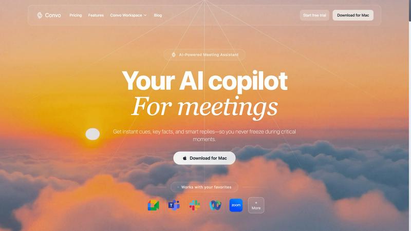 Convo application interface and features