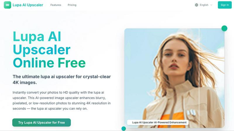 Lupa AI Upscaler application interface and features