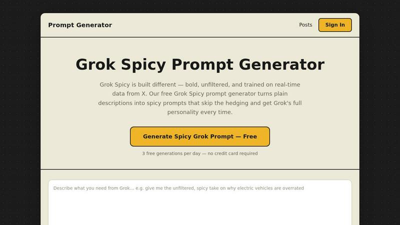 Grok Spicy Prompt Generator screenshot