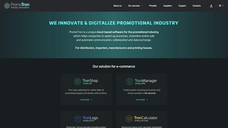Promotron application interface and features