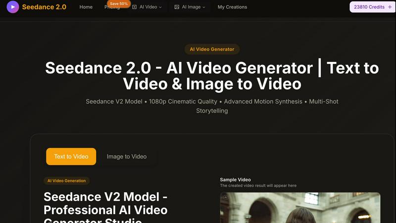 Seedance 2.0  application interface and features