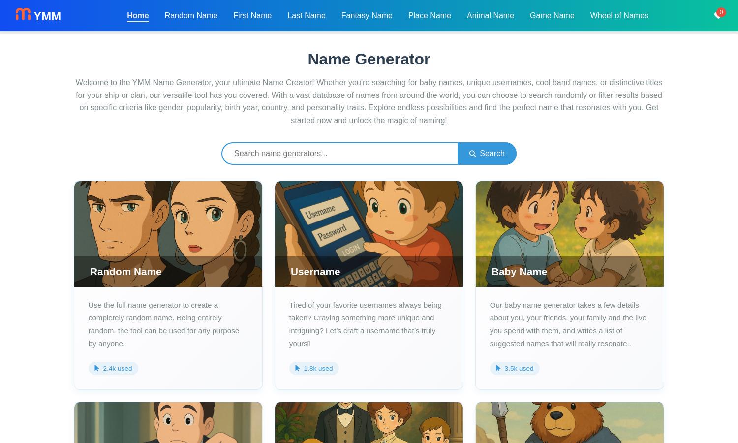 YMM Name Generator Website